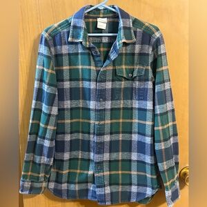 The North Face Green Tan Plaid Flannel Shirt Size Medium